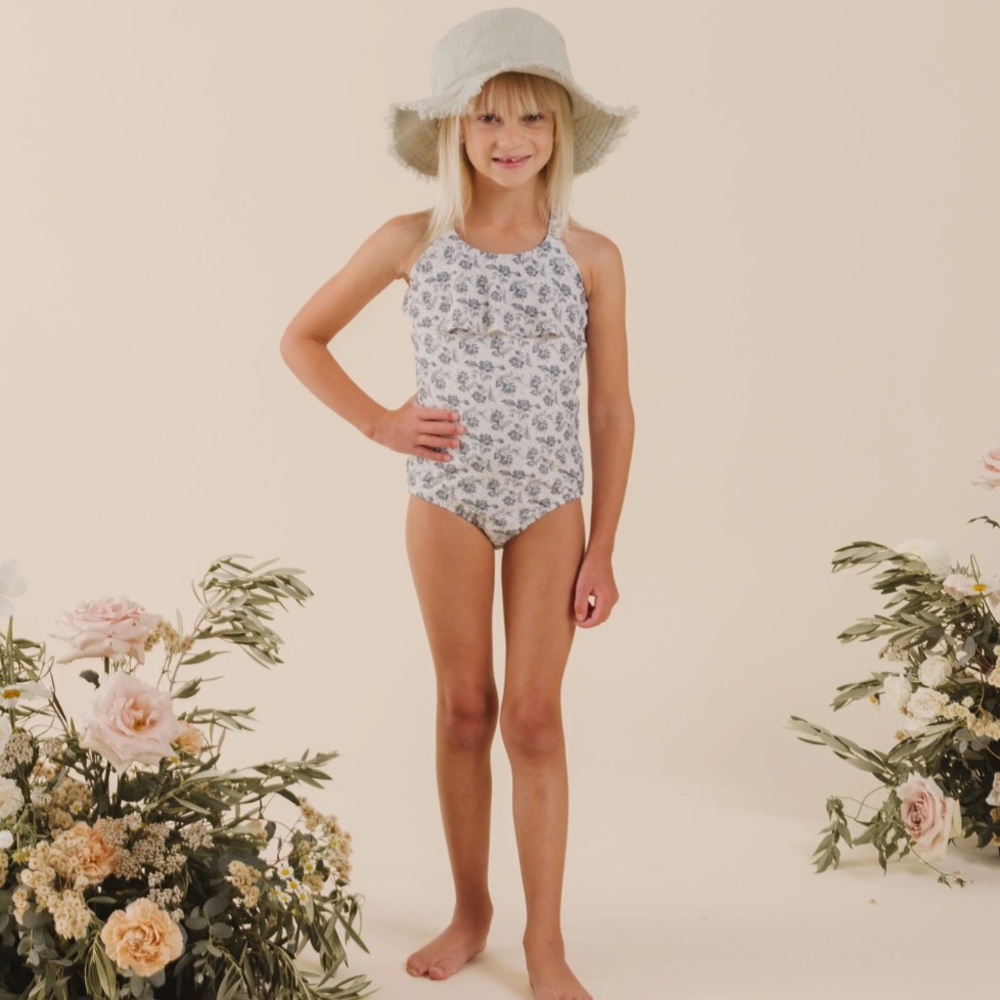 Rylee and Cru Girl Ruffled Swim Roses NWT